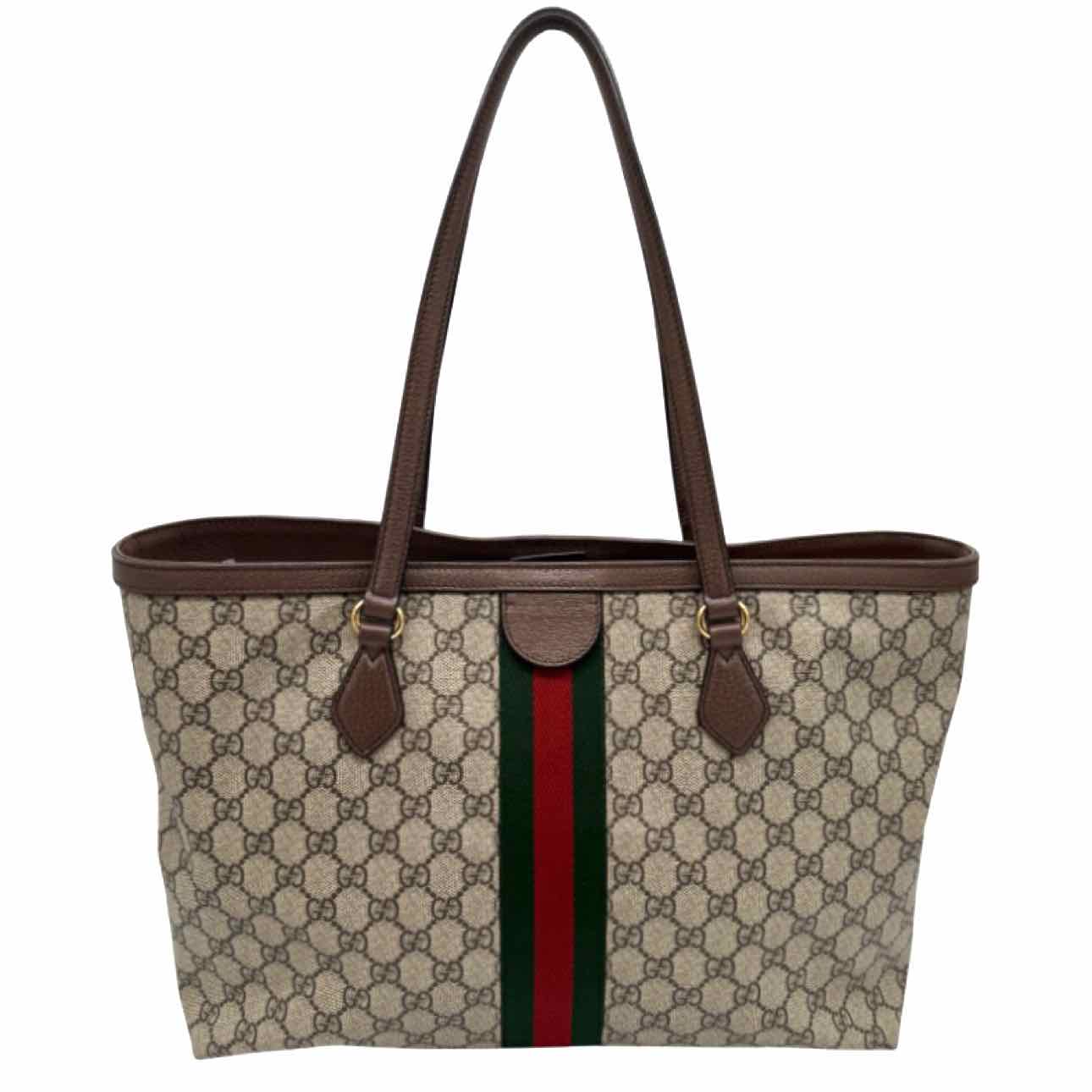 GUCCI GG Supreme Monogram Medium Ophidia Tote Bag Brown