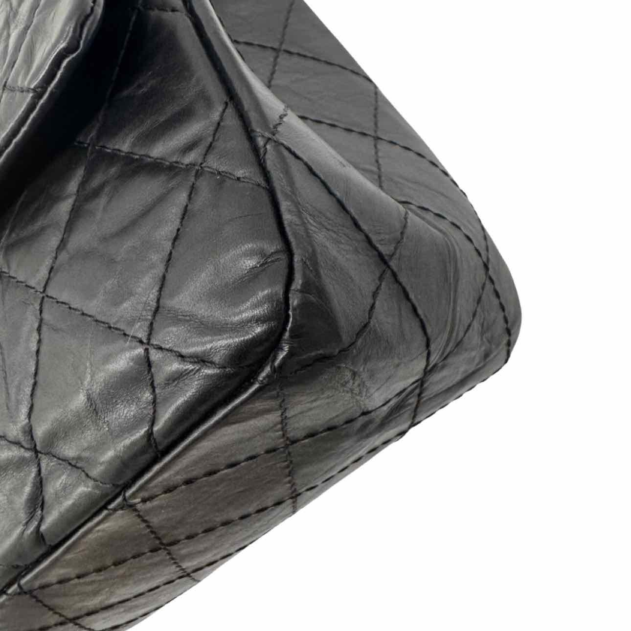 CHANEL Aged Calfskin Quilted 2.55 Reissue 227 Double Flap Black