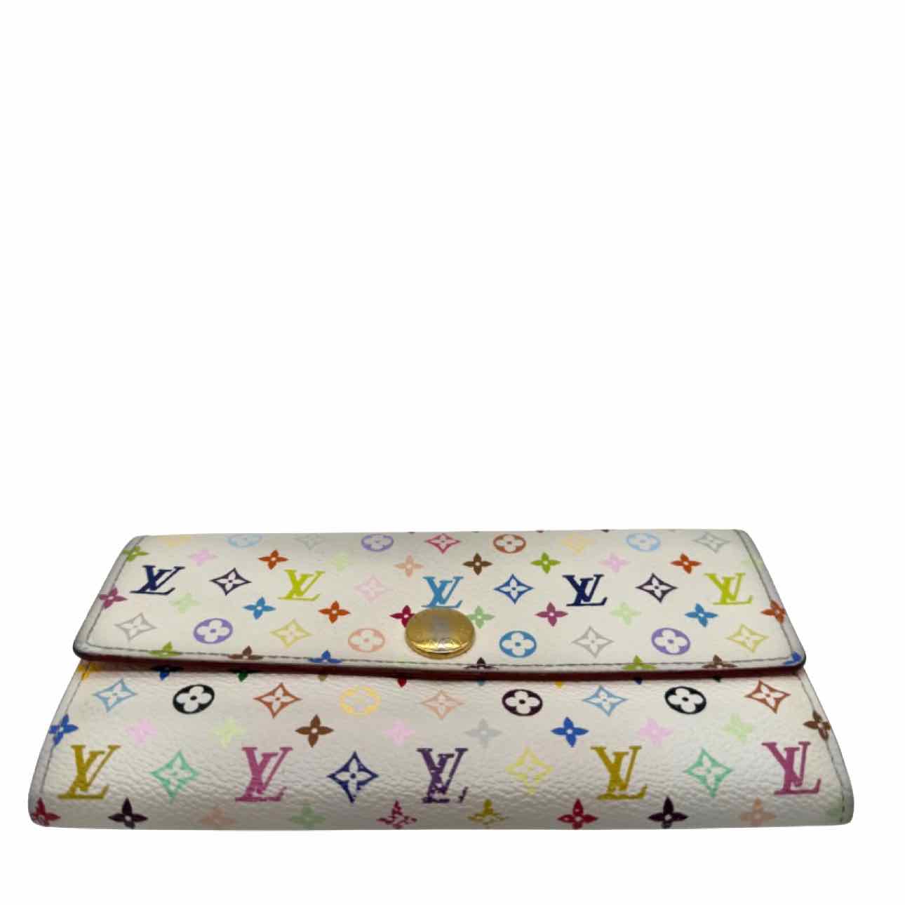 LOUIS VUITTON Monogram Multicolor Sarah Wallet White