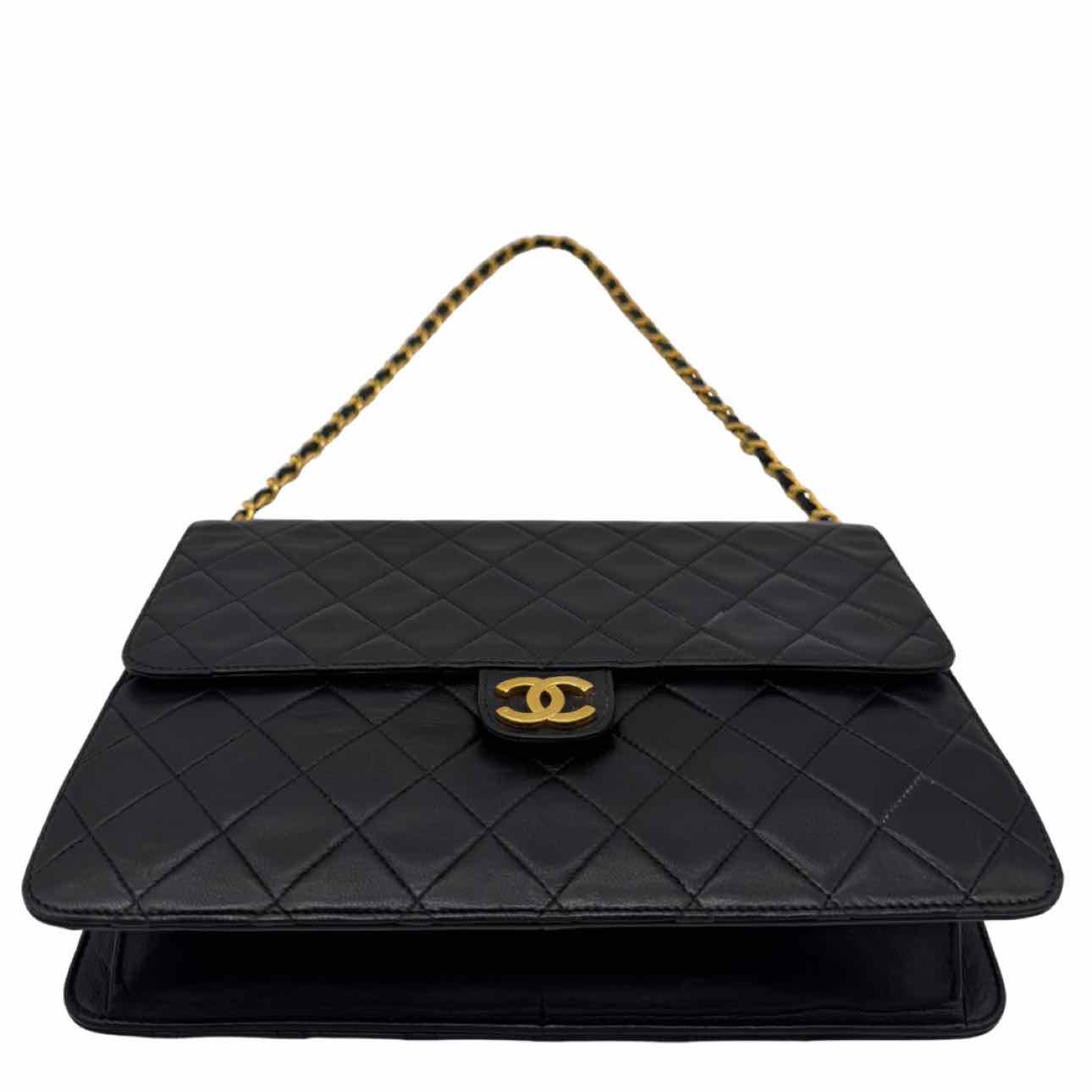 CHANEL Quilted Lambskin Push Lock Small Single Flap Back