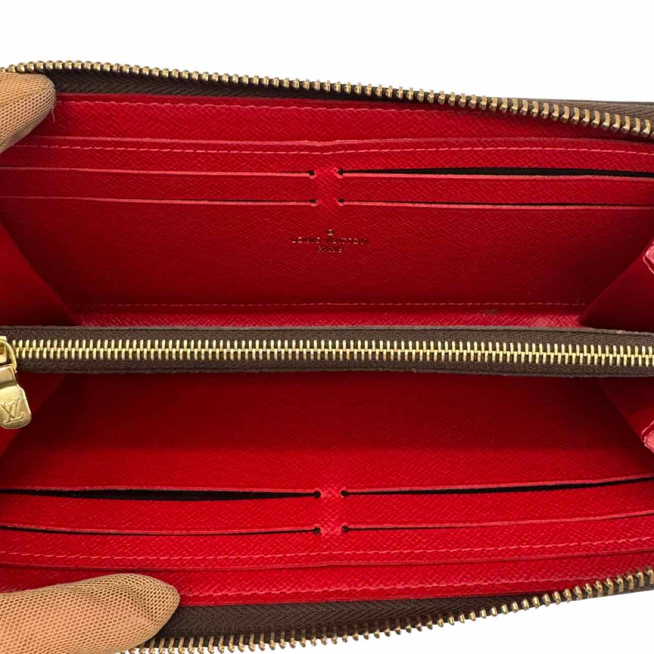 LOUIS VUITTON Damier Ebene Clemence Zippy Brown Wallet