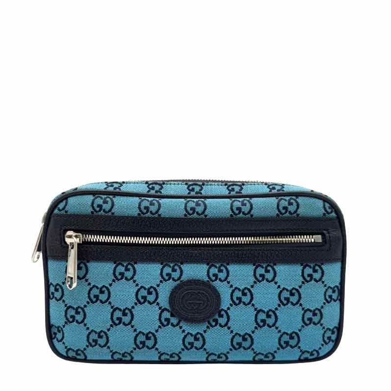 GUCCI Monogram Retro Interlocking G Belt Bag Blue (Pre-Owned)