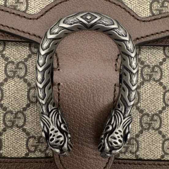 GUCCI Supreme Monogram Textured Dollar Top Handle Dionysus Bag Brown (Pre-Owned)