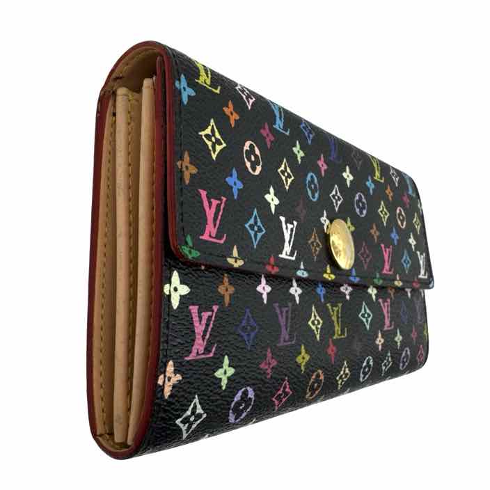 LOUIS VUITTON Monogram Multicolor Sarah Wallet Black (Pre-Owned)