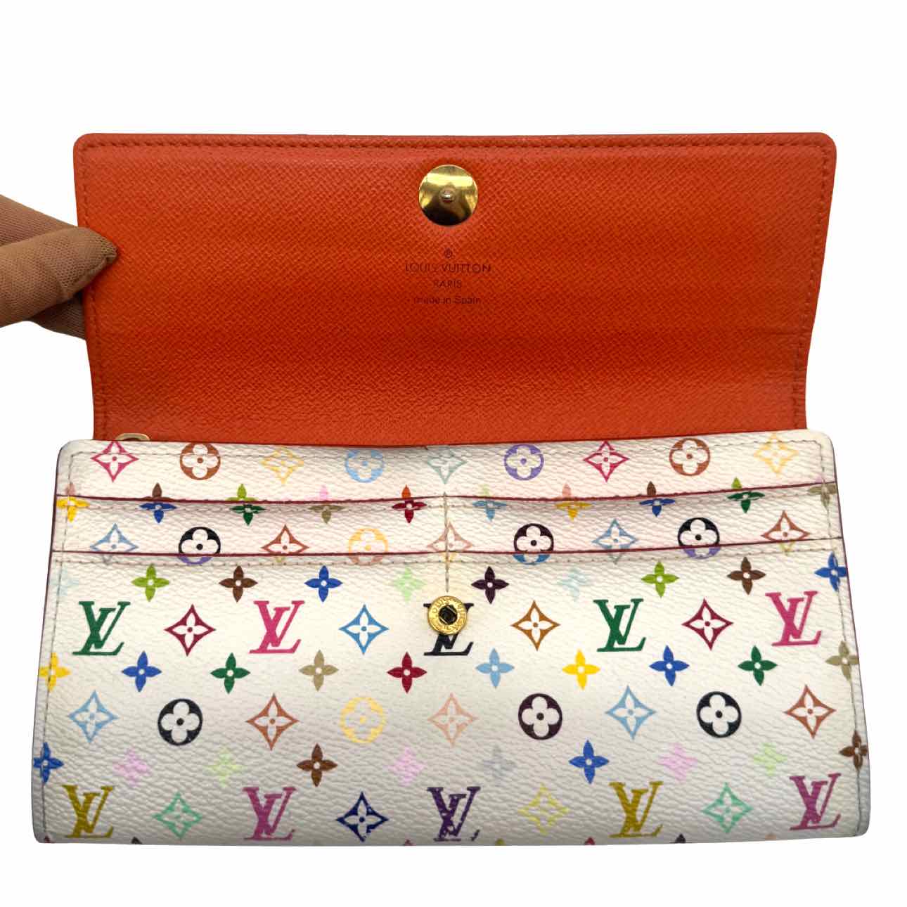 LOUIS VUITTON Monogram Multicolor Sarah Wallet White