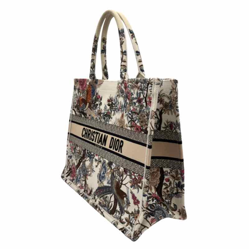 DIOR Canvas Embroided Jardin D'Hiver Book Tote Large (Pre-Owned)