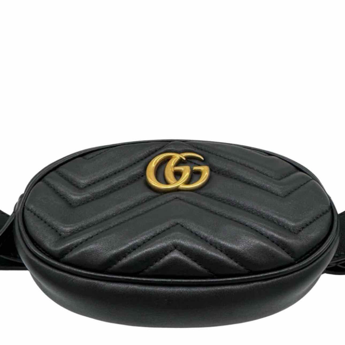 GUCCI Marmont Matelasse Leather Belt Bag 85-34 Black
