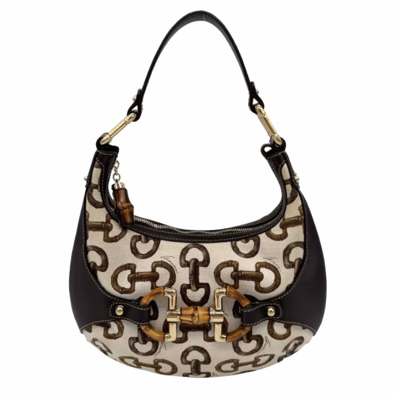 GUCCI Canvas Bamboo Horsebit Amalfi Hobo Bag