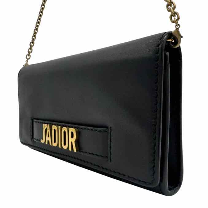 DIOR Calfskin J'Adior Chain Flap Bag Black (Pre-Owned)