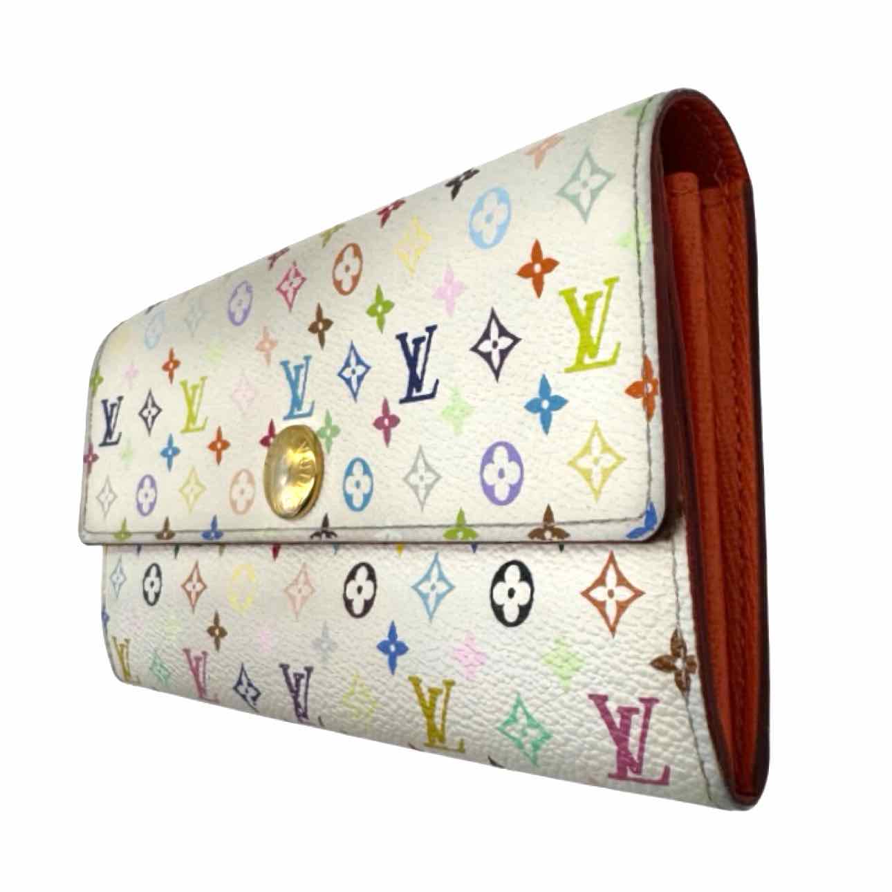 LOUIS VUITTON Monogram Multicolor Sarah Wallet White