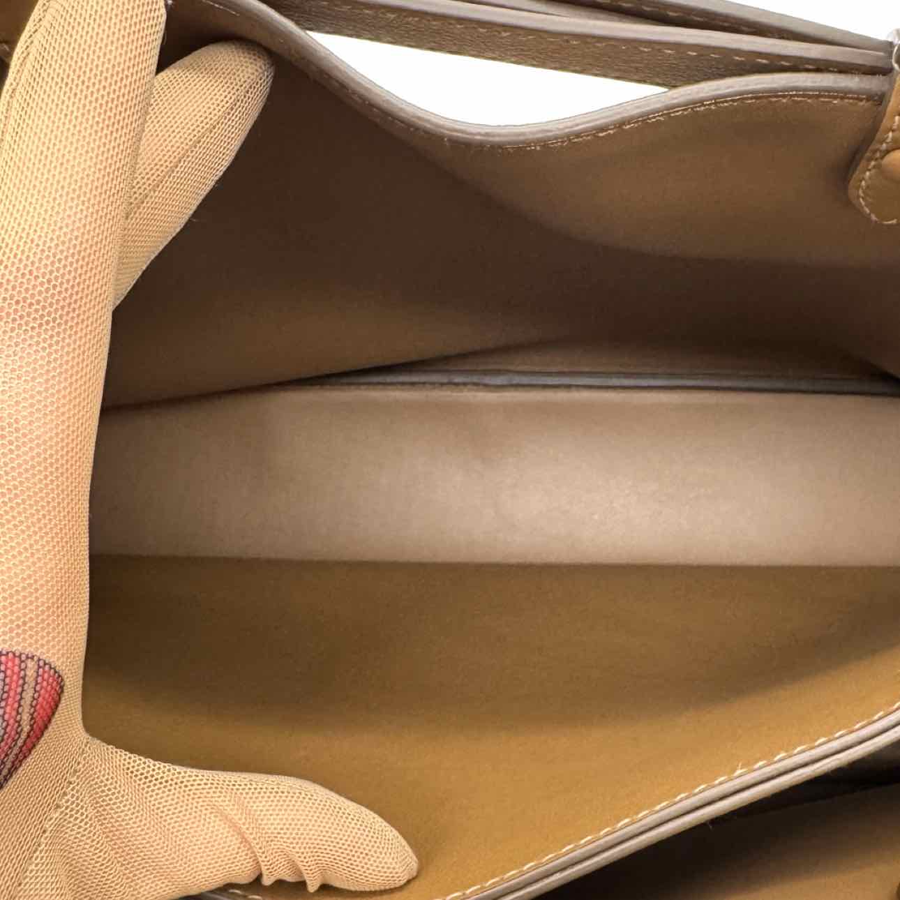 PRADA Calf Leather Medium Buckle Tote Caramel