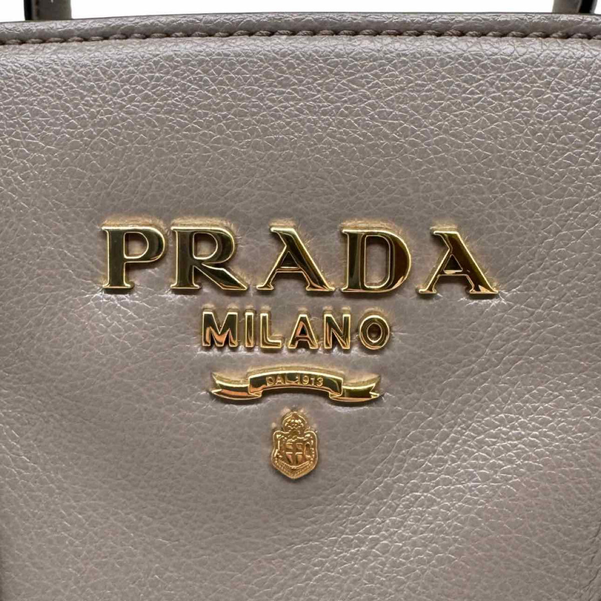 PRADA Saffiano Cuir Double Leather Tote Bag Argilla