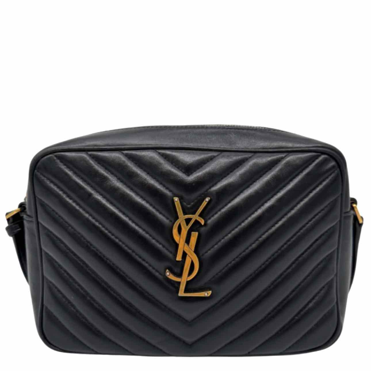 SAINT LAURENT Matelasse Chevron Medium Lou Camera Bag Black