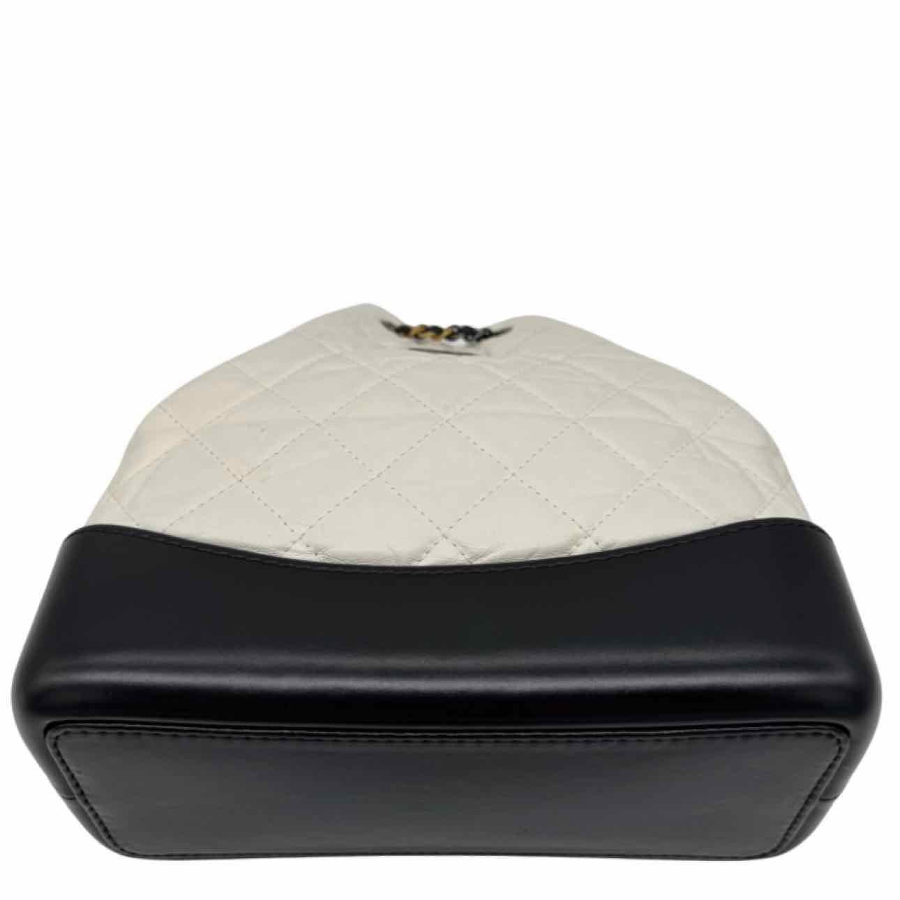 CHANEL Aged Calfskin Small Gabrielle Backpack White/Black