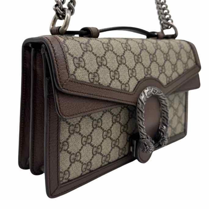 GUCCI Supreme Monogram Textured Dollar Top Handle Dionysus Bag Brown (Pre-Owned)