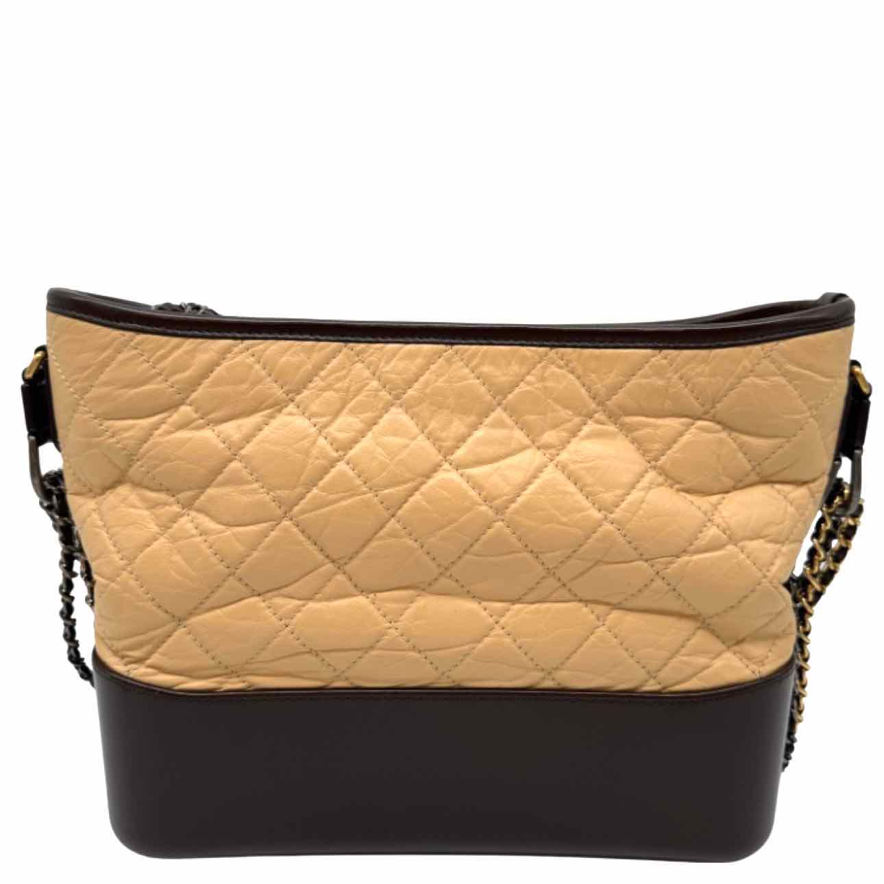 CHANEL Aged Calfskin Medium Gabrielle Hobo Bag Beige