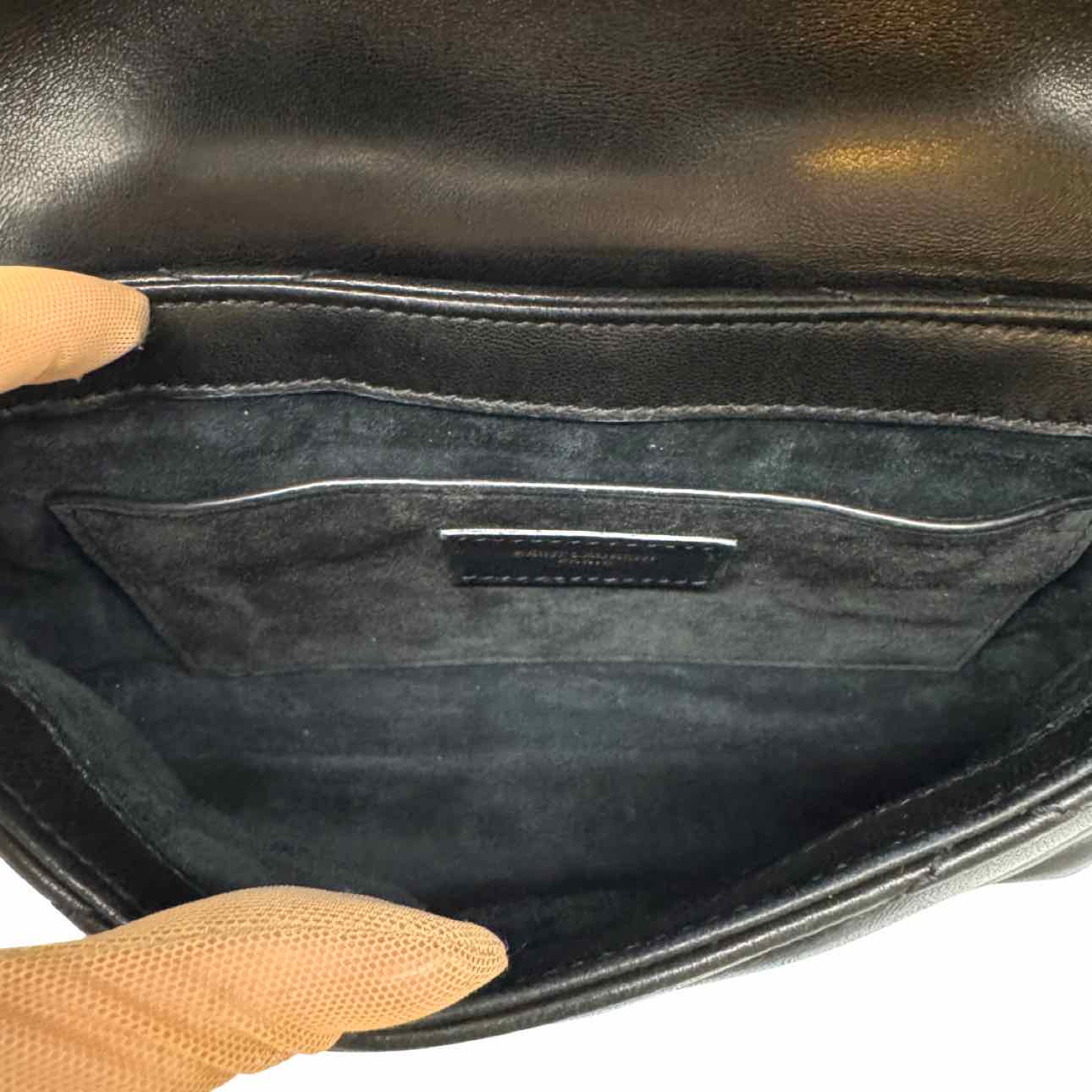 SAINT LAURENT Quilted Lambskin Diamond Sac Le 5 À 7 Sac Shoulder Bag Black