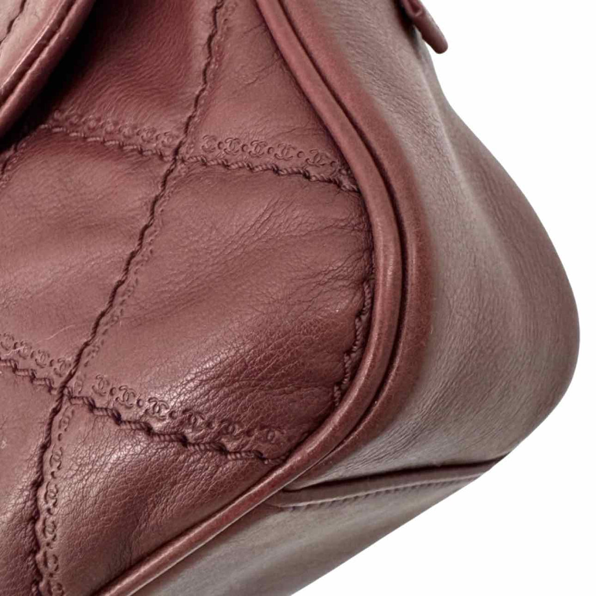 CHANEL Diamond Quilted Calfskin Paris Edinburgh Coco Flap Bag Burgundy