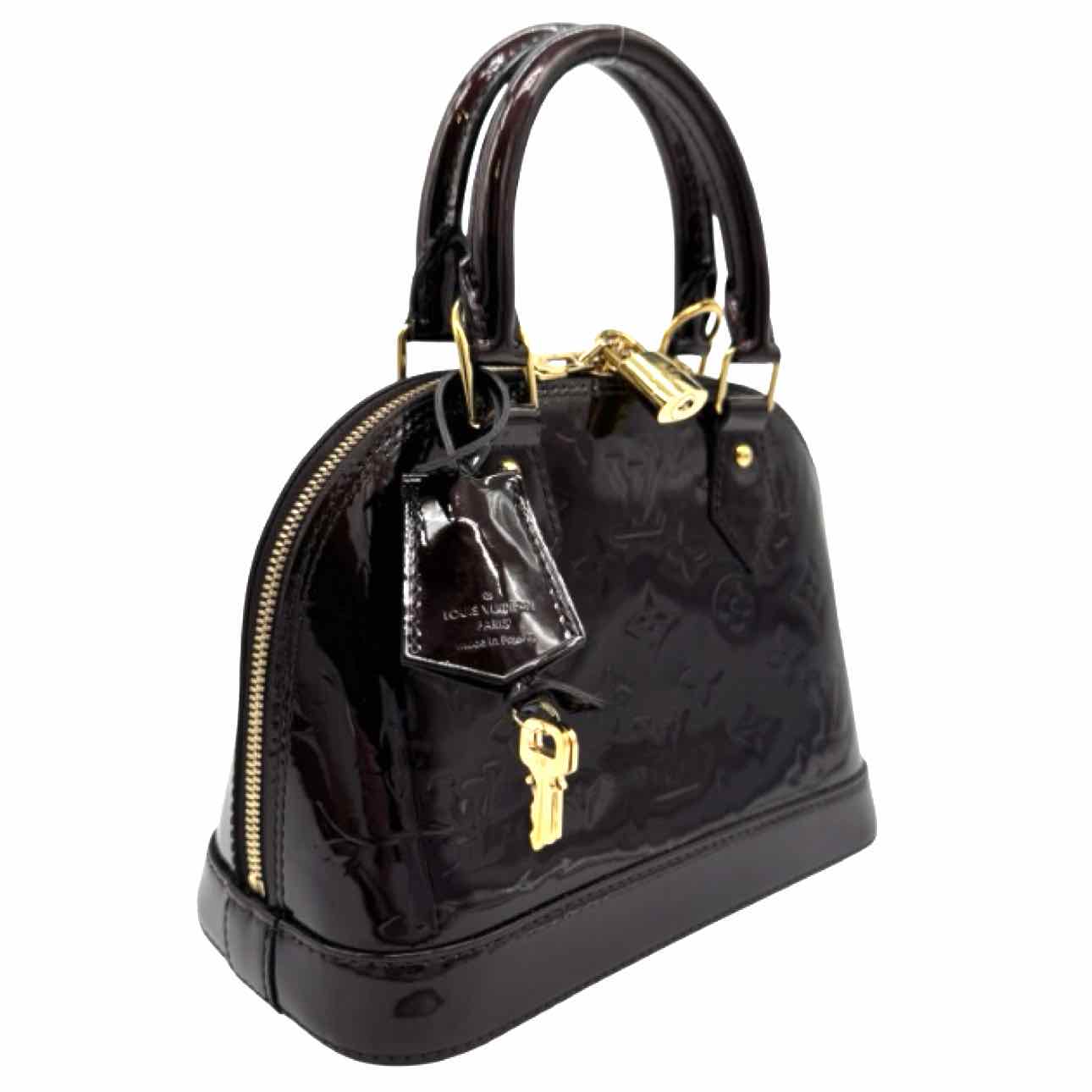 LOUIS VUITTON Monogram Vernis BB Alma Tote Amarante