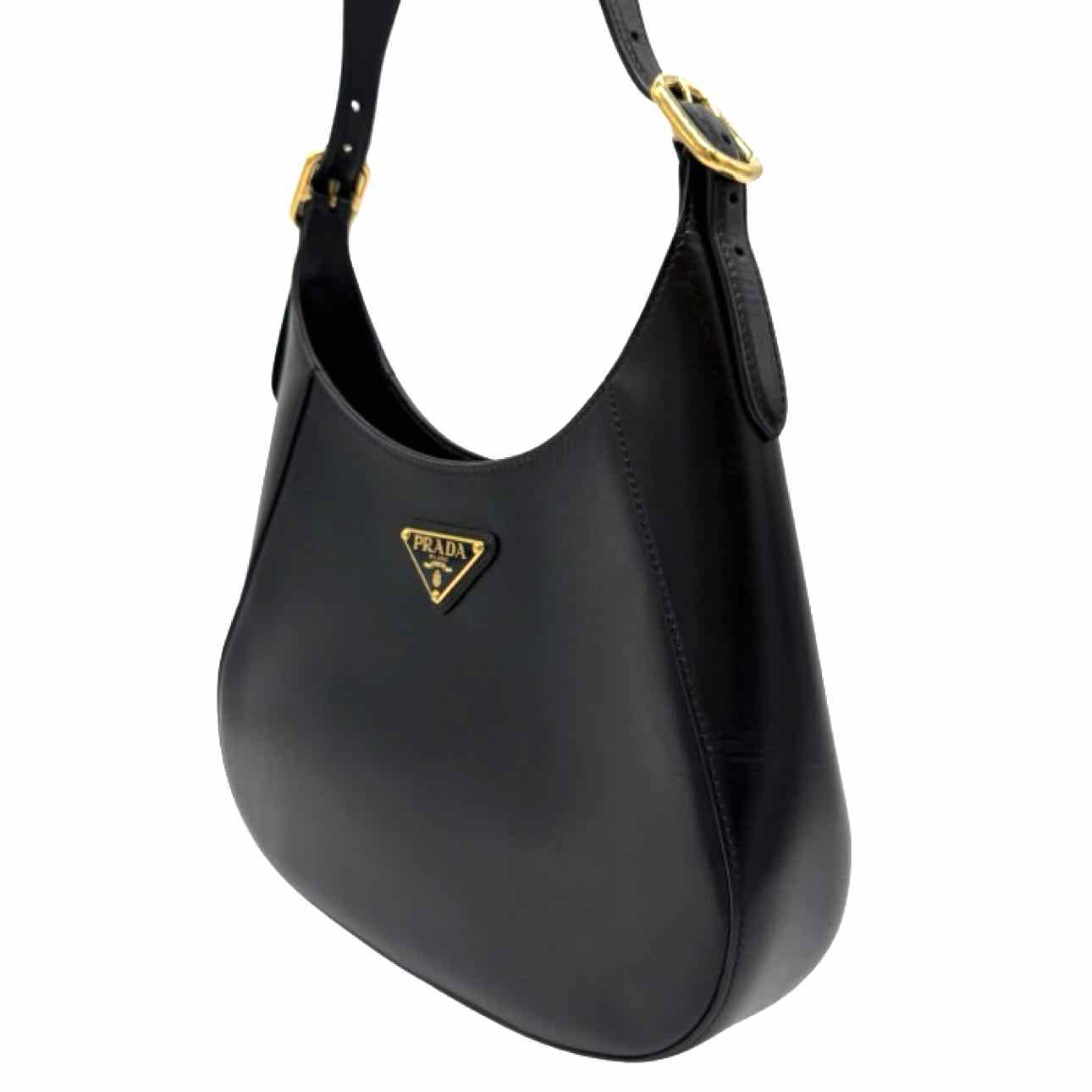 PRADA Box Calfskin Cleo Shoulder Bag Black
