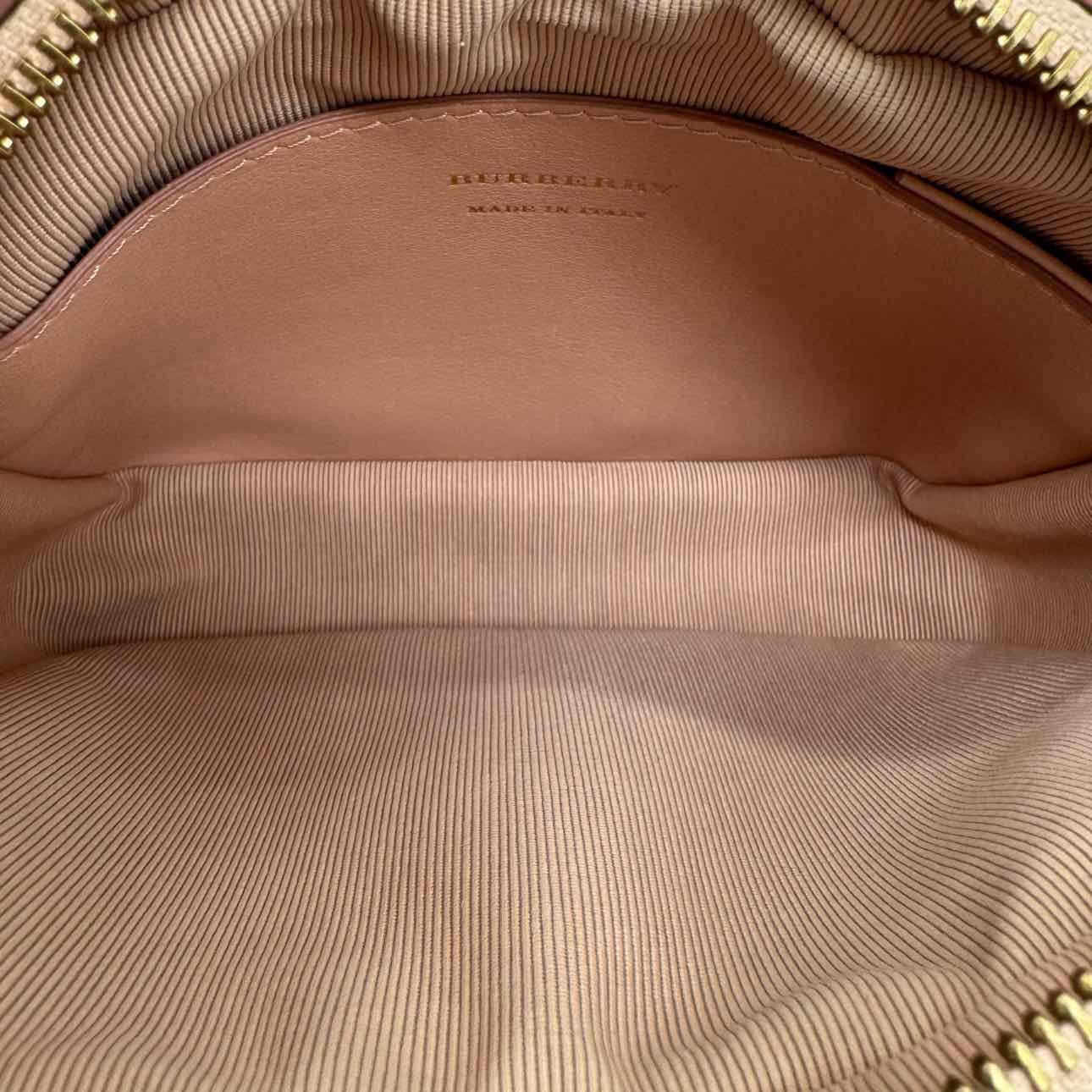 BURBERRY Smooth Calfskin 1983 Knight Check Link Camera Bag Peach (Pre-Owned)