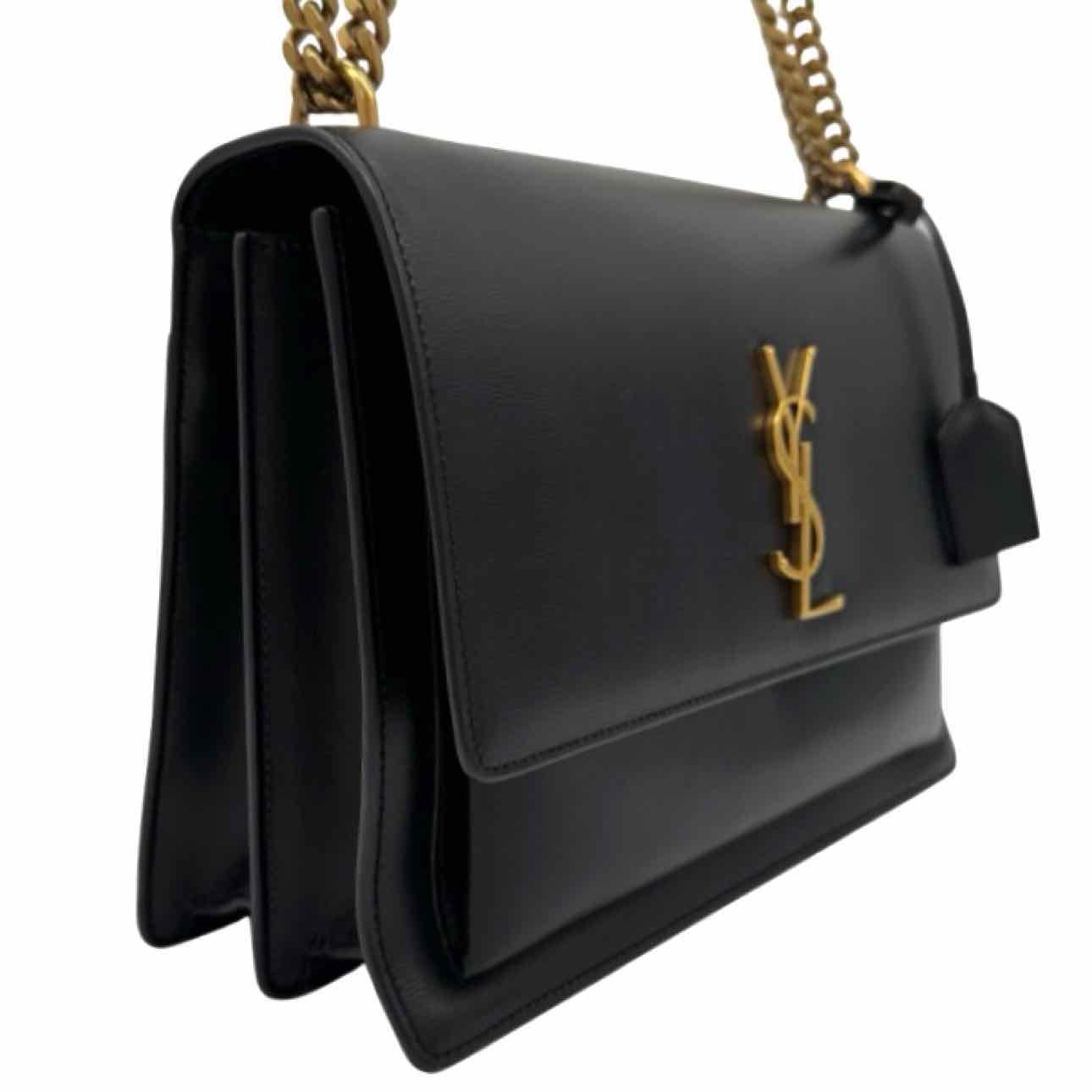 SAINT LAURENT Calfskin Large Sunset Shoulder Bag Black