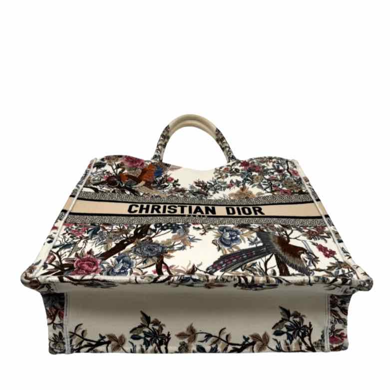 DIOR Canvas Embroided Jardin D'Hiver Book Tote Large (Pre-Owned)