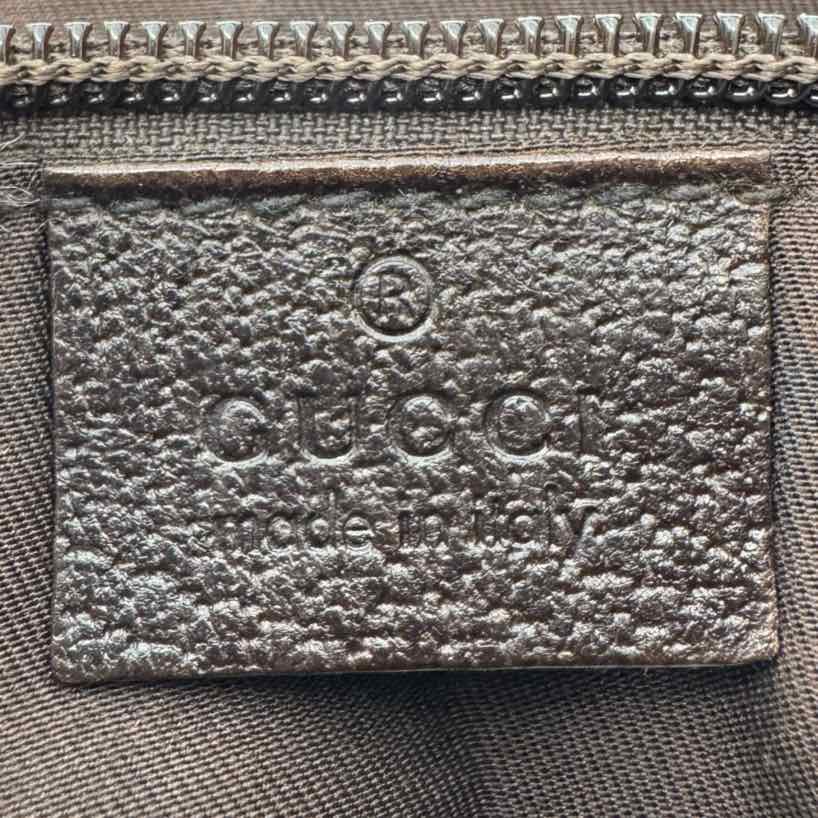 GUCCI Monogram Canvas Web Medium Half Moon Hobo (Pre-Owned)
