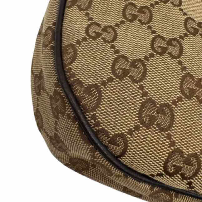 GUCCI Monogram Canvas Web Medium Half Moon Hobo (Pre-Owned)