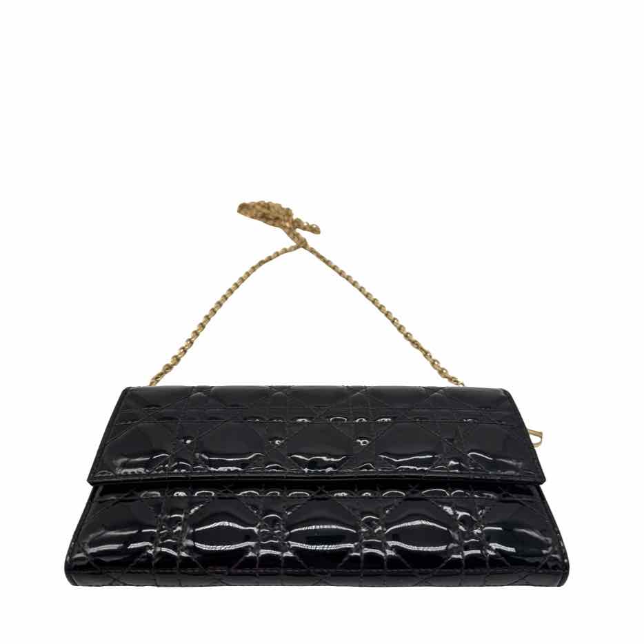 DIOR Patent Cannage Calfskin Lady Dior Rendezvous Wallet On Chain (Pre-Owned)