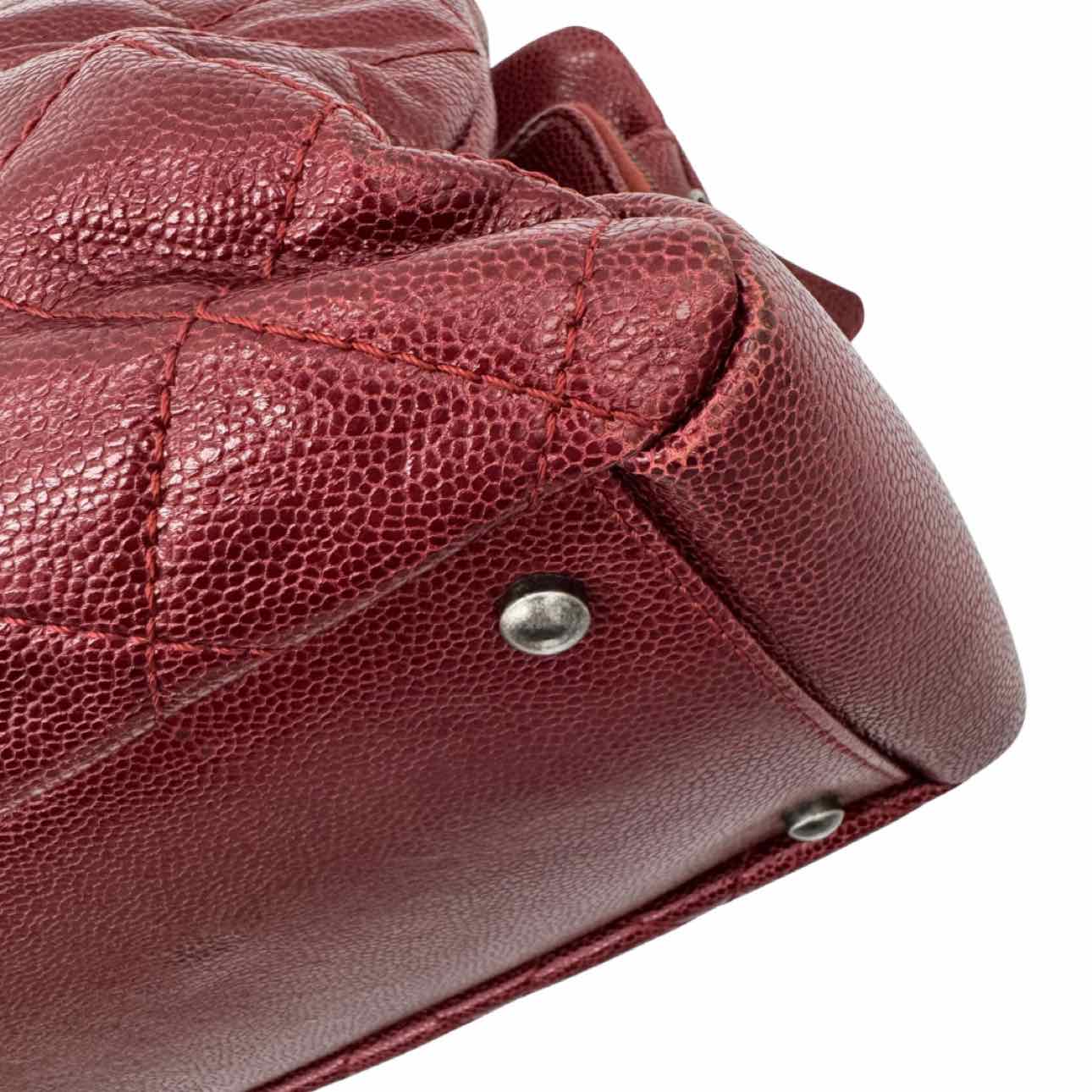 CHANEL Quilted Caviar Crave Shopping Tote Bordeaux