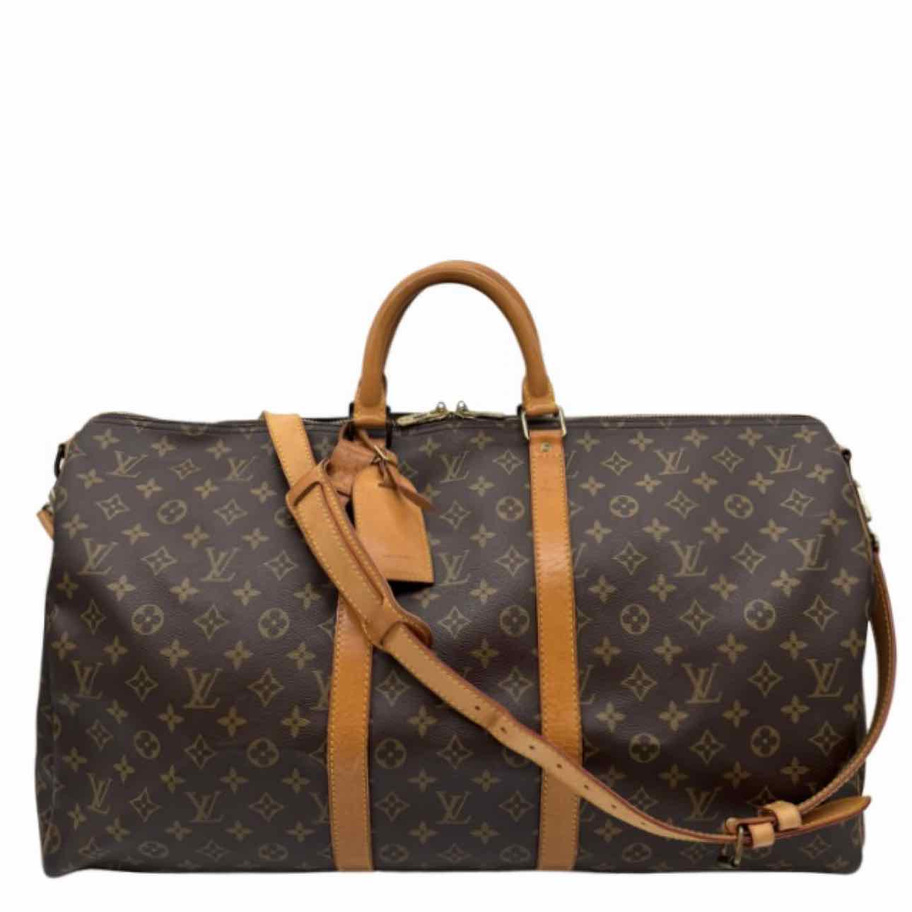 LOUIS VUITTON Monogram Canvas Keepall Bandouliere 55 Brown