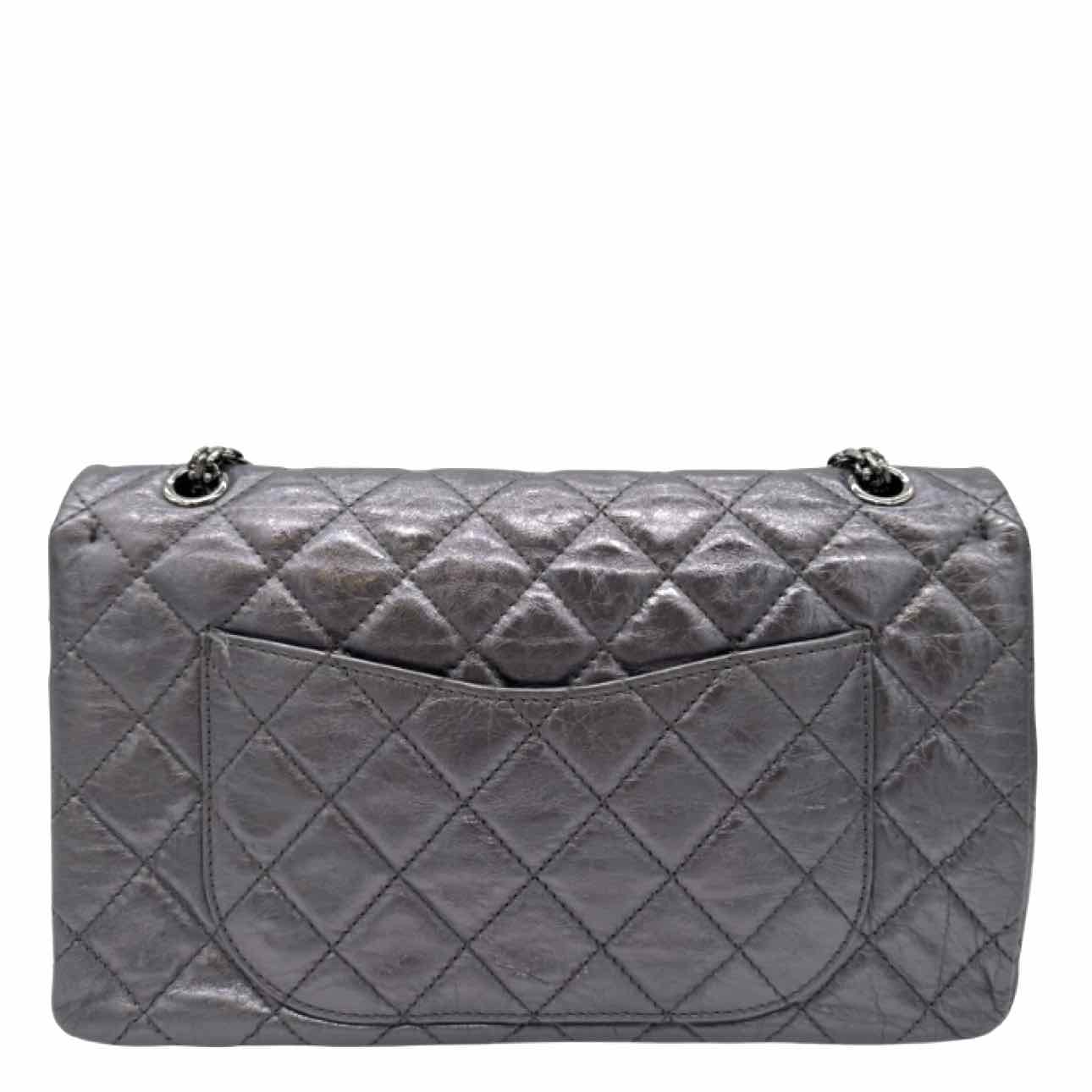 Chanel Metallic Aged Calfskin Quilted 2.55 Reissue 227 Double Flap Silver
