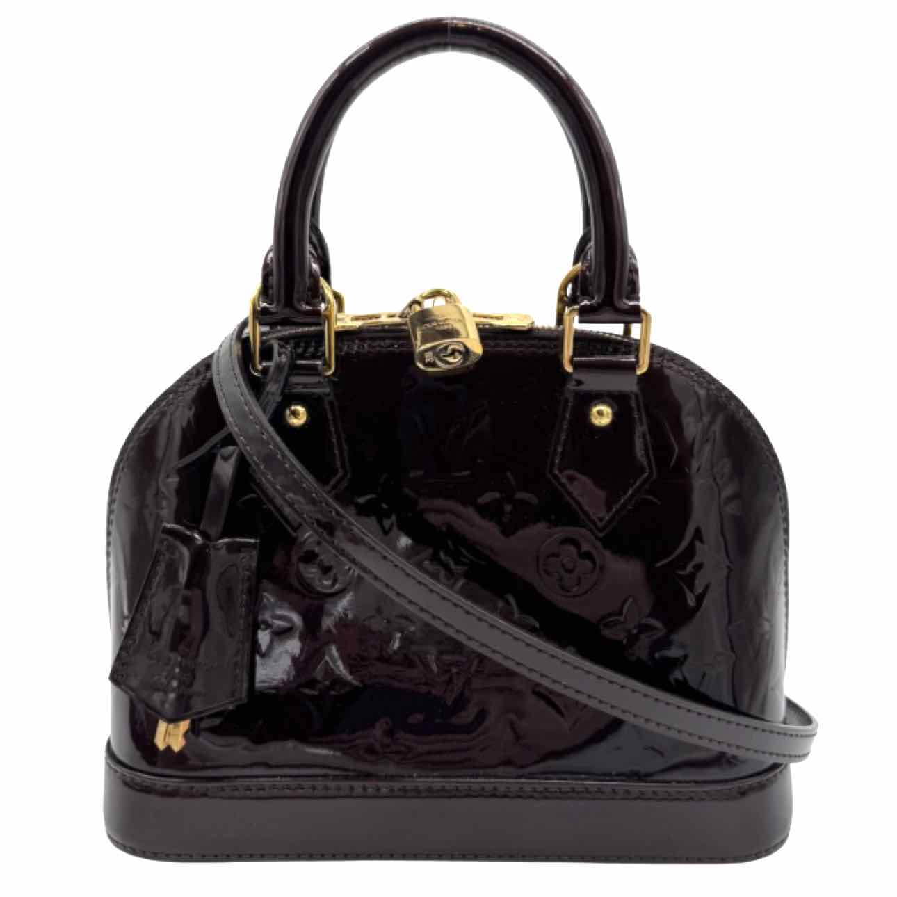 LOUIS VUITTON Monogram Vernis BB Alma Tote Amarante