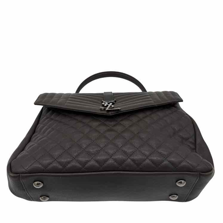 SAINT LAURENT Sheepskin Tri-Quilt Large College Bag Asphalt (Pre-Owned)