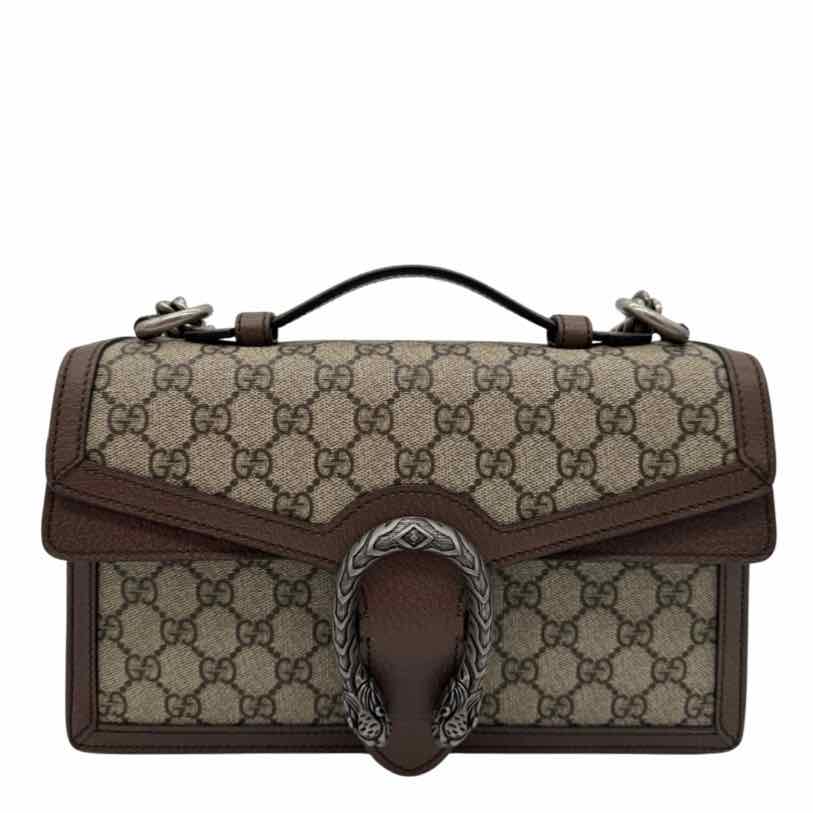 GUCCI Supreme Monogram Textured Dollar Top Handle Dionysus Bag Brown (Pre-Owned)