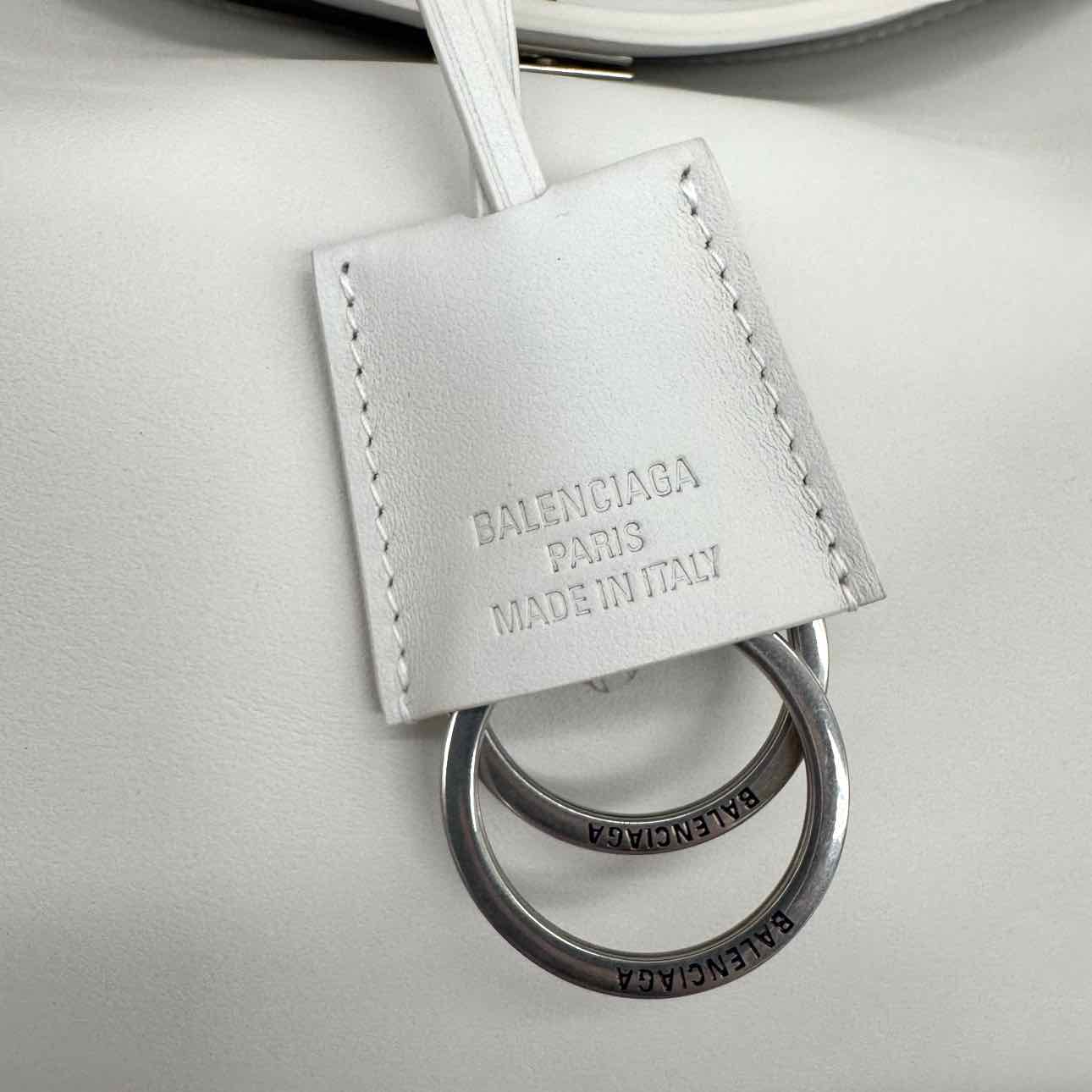 BALENCIAGA Calfskin Mini Rodeo Top Handle Crossbody Optic White