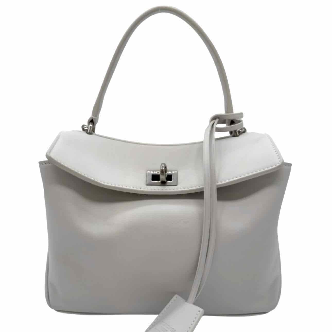 BALENCIAGA Calfskin Mini Rodeo Top Handle Crossbody Optic White