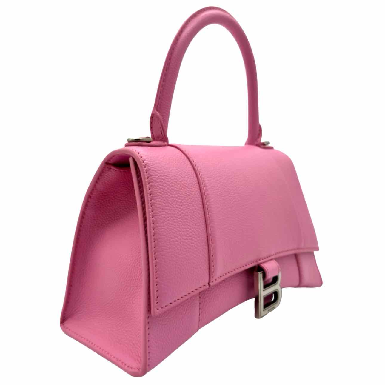 BALENCIAGA Leather Top Handle Hourglass Small Bag Pink