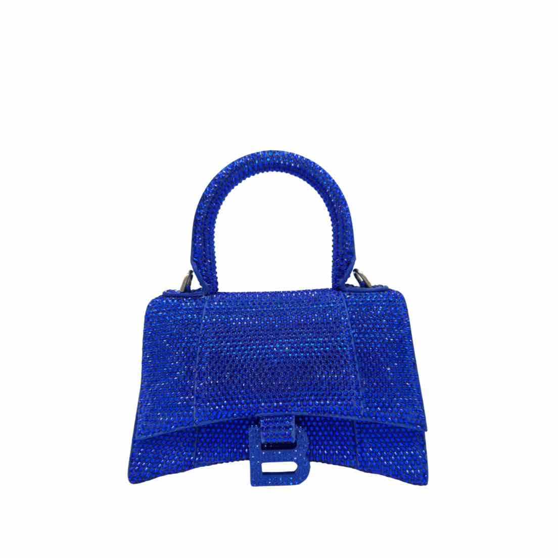 BALENCIAGA Suede Rhinestones Hourglass XS Electric Blue Handbag (Pre-Owned)