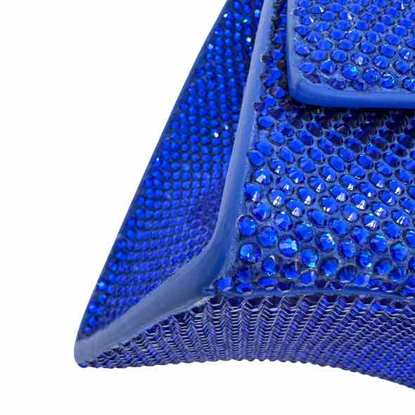 BALENCIAGA Suede Rhinestones Hourglass XS Electric Blue Handbag (Pre-Owned)