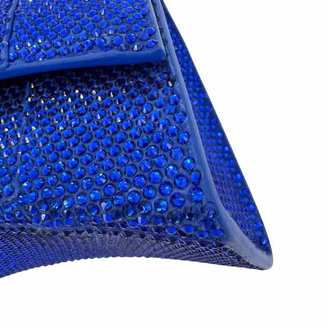 BALENCIAGA Suede Rhinestones Hourglass XS Electric Blue Handbag (Pre-Owned)