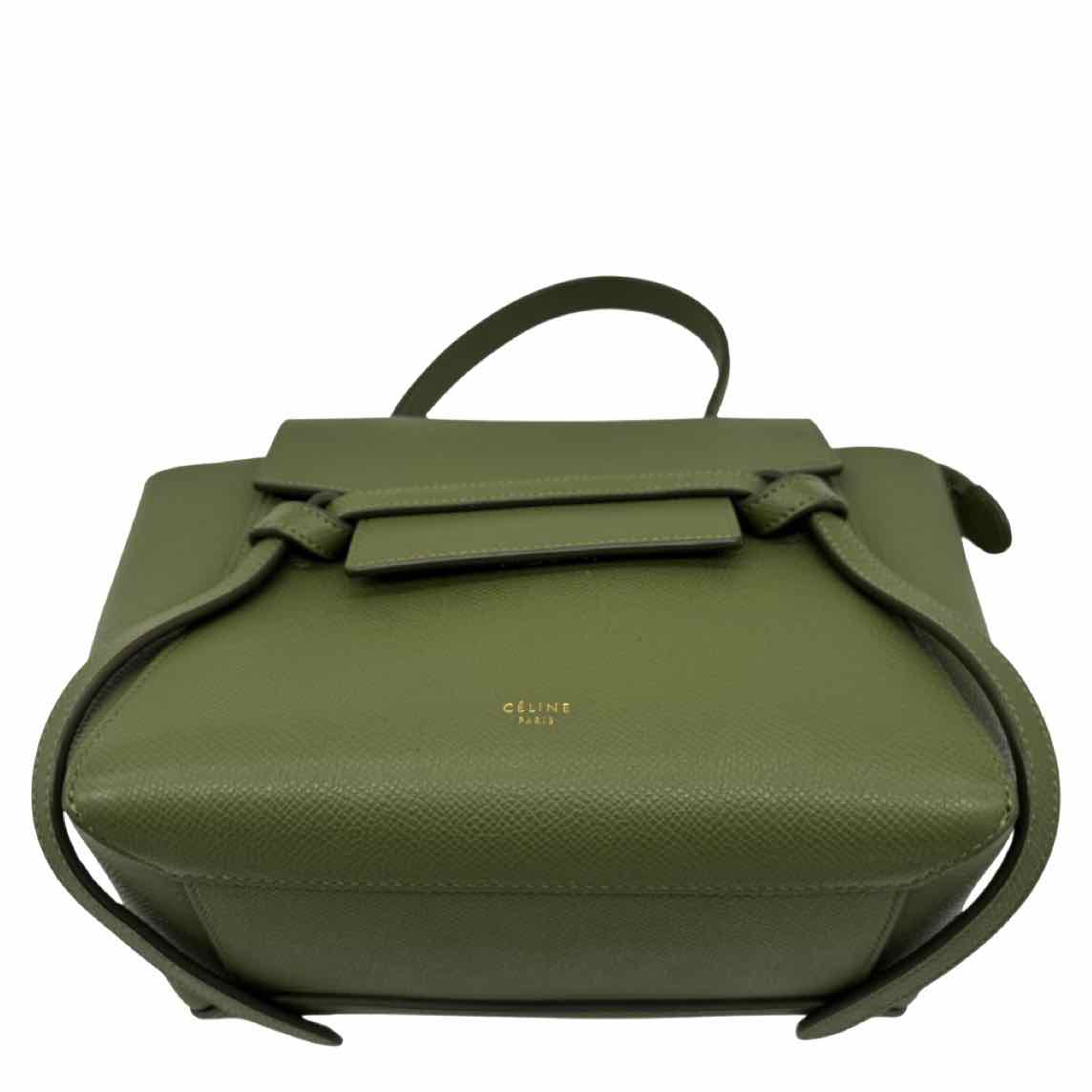 CELINE Grained Calfskin Micro Belt Bag Khaki