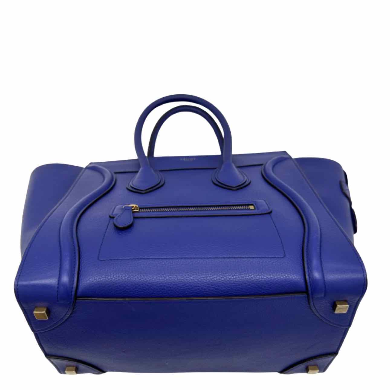 CELINE Grained Calfskin Mini Luggage Tote Blue