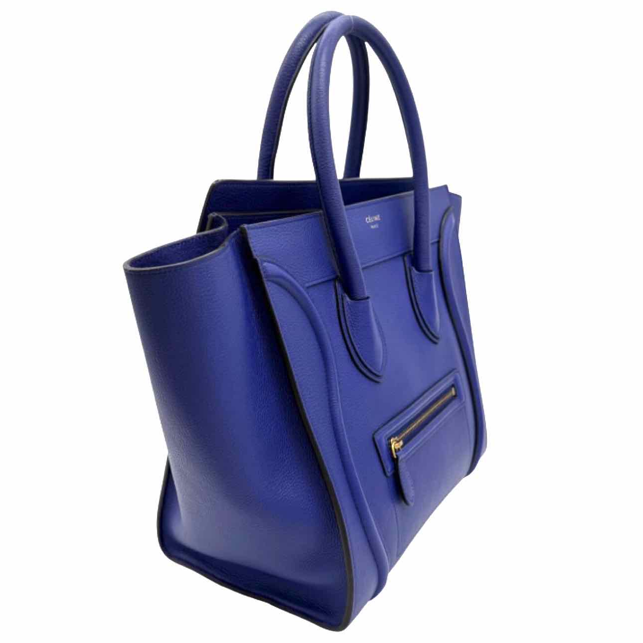 CELINE Grained Calfskin Mini Luggage Tote Blue