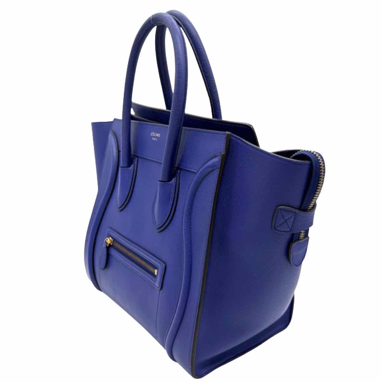 CELINE Grained Calfskin Mini Luggage Tote Blue