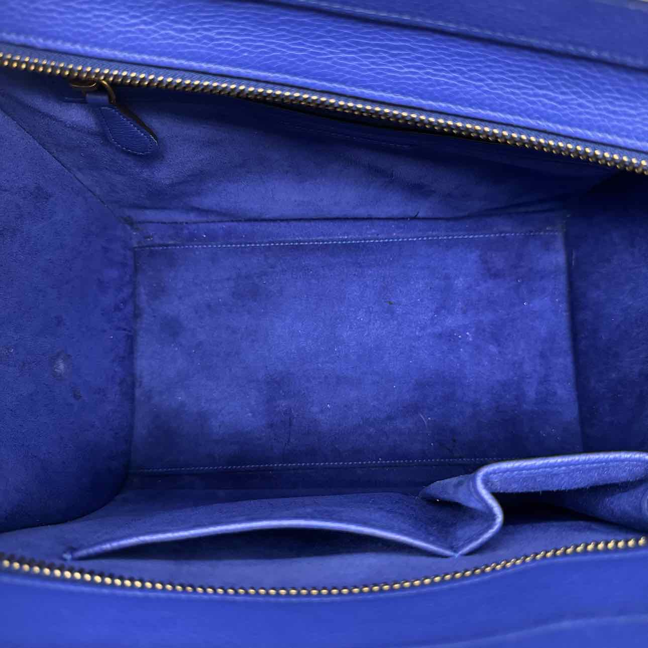 CELINE Grained Calfskin Mini Luggage Tote Blue