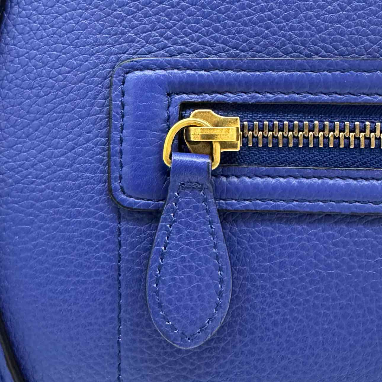 CELINE Grained Calfskin Mini Luggage Tote Blue