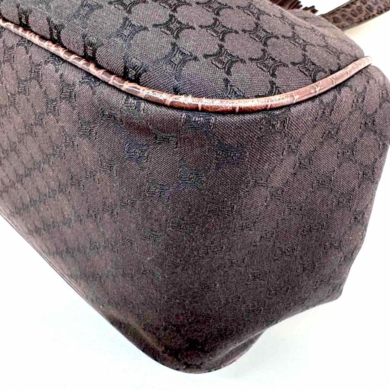 CELINE Macadam Canvas Tassel Shoulder Bag Brown (Pre-Owned)