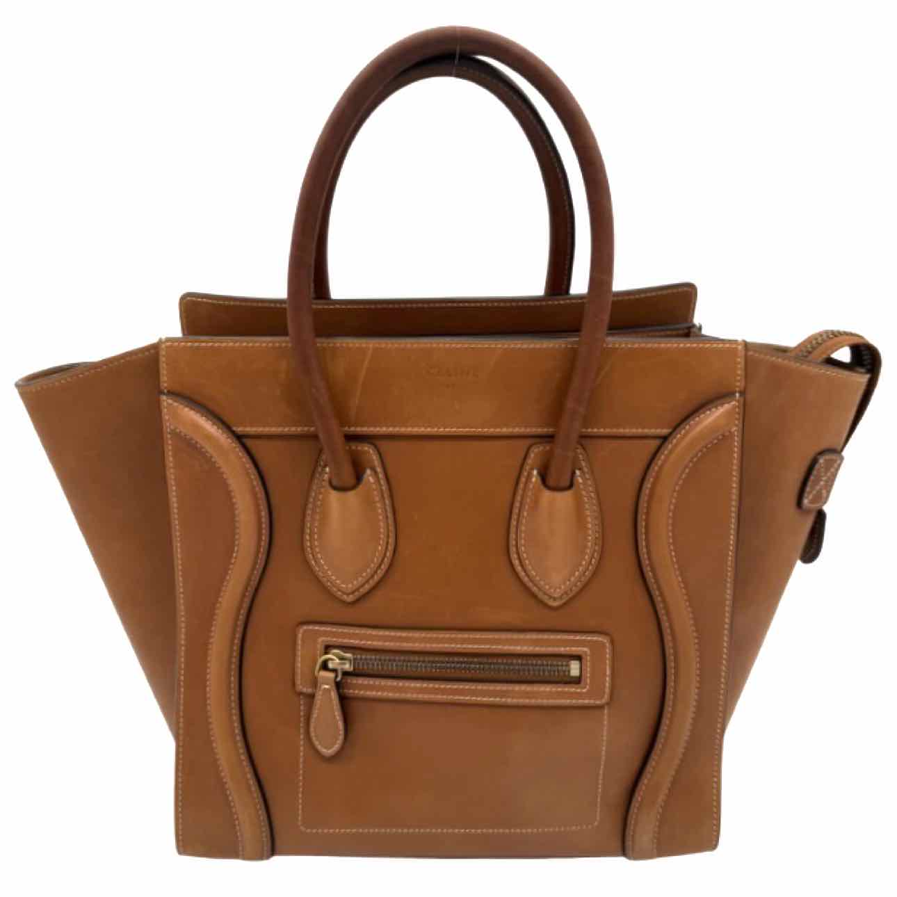 CELINE Natural Calfskin Micro Luggage Tote Tan